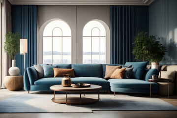 Blue Sofa in the Living Room