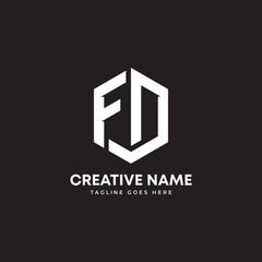 Letter FD hexagon shape monogram logo design