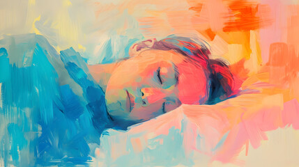 Peaceful Sleeping Girl in Bright Colors, , sleep problems