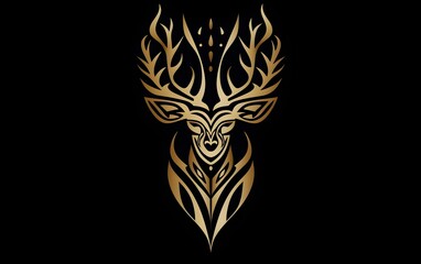 Illustration of a deer tribal logo on a black background