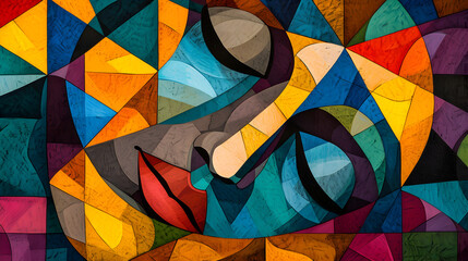 Fototapeta premium Abstract Face Made of Colored Triangles