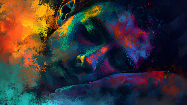 Abstract Painting of a Sleeping Man