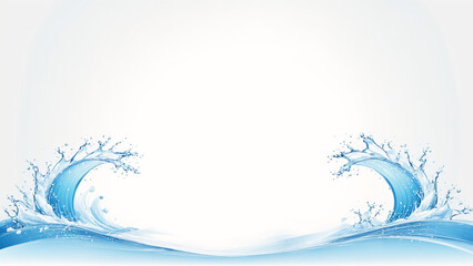 illustration of water splashing on white background with copy space for text