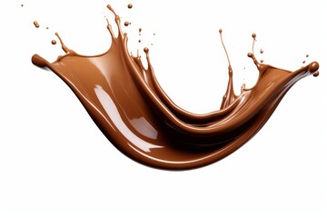 Chocolate Splash with Glossy Finish, Showcased in an Elegant Manner on an Isolated White Background, Generative AI