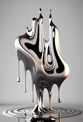 Dripping chrome silver metal sculpture