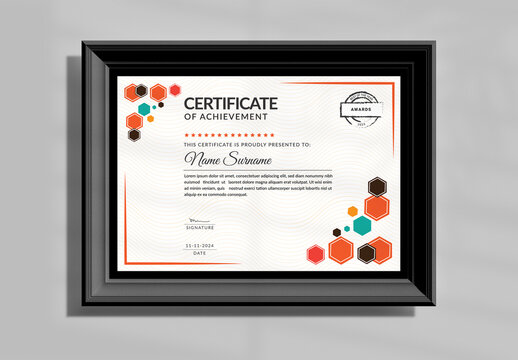 Certificate Of Achievement Layout With Elements