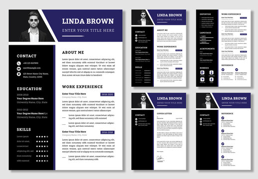 Resume Layout With Black And Blue Elements