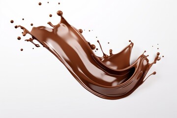 Luscious Chocolate Splash in a Stylish Composition, on an Isolated White Surface, Generative AI