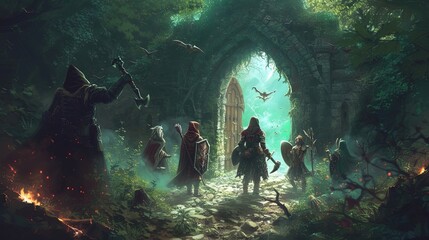 A Group Of Fantasy Warrior in Dungeon