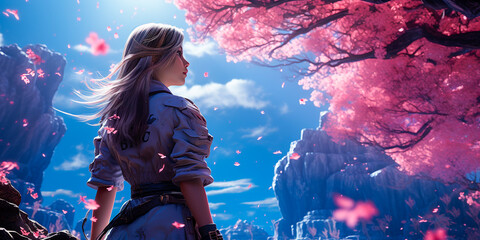 Capture the beauty and serenity of cherry trees in your character designs. Create soft, cinematic lighting that enhances the atmosphere of your work. Pay attention to intricate details