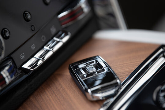 Luxury car Interior Detial with key fob  Selective Focus