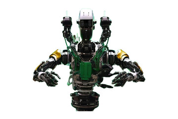 combat mech in tall pose, 3d illustration