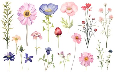Obraz na płótnie Canvas Add a touch of natural beauty to your designs with painted flower illustrations