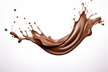 Velvety Chocolate Splash in Mid-Air, Captured on an Isolated White Background, Generative AI