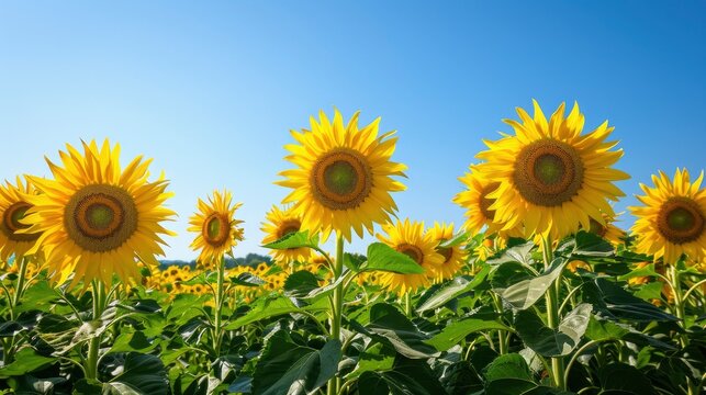 beautiful sunflowers in natural background