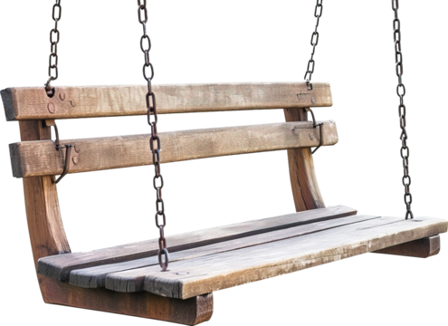 Wooden swing isolated on transparent background. PNG
