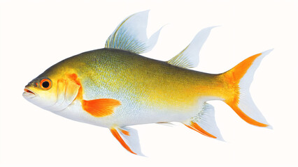 an orange and white fish on a white background