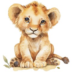 Baby Lion Cute Illustration Watercolor