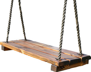 Wooden swing isolated on transparent background. PNG
