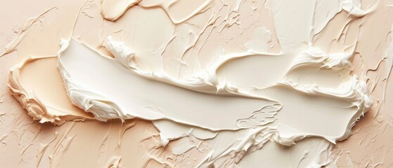 Cosmetic Smears of Luxurious Texture on a Pastel Beige Background, Evoking a Sense of Opulence and Refinement.