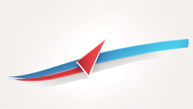 a blue and red arrow logo on a white background