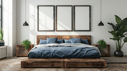 Stylish Bedroom with Wooden Accents