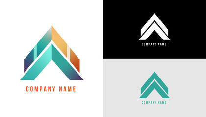 Abstract Pictorial Mark Logo Template with Vibrant and Strong Color for Corporate Company A lettermark