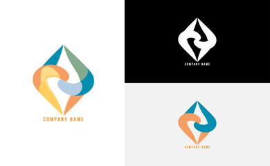Abstract Pictorial Mark Logo Template with Vibrant and Strong Color for Corporate Company colorful diamond