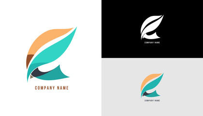 Abstract Pictorial Mark Logo Template with Vibrant and Strong Color for Corporate Company Wind