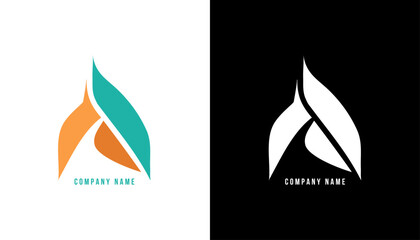 Abstract Pictorial Mark Logo Template with Vibrant and Strong Color for Corporate Company A Lettermark and mountain
