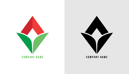 Abstract Pictorial Mark Logo Template with Vibrant and Strong Color for Corporate Company Shield Green Red