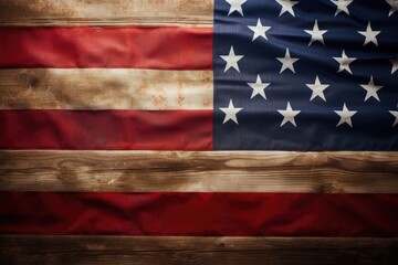 Fototapeta premium American flag on wooden background Ai generated