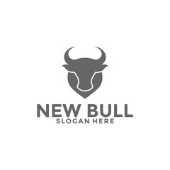 bull head with shield logo design inspiration, bull logo vector template