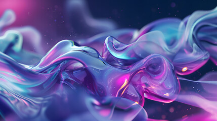Obraz premium 3D fluid holographic wave illustration, featuring stunning and dynamic fluid waveforms in a holographic color palette, creating a futuristic work of art with waves and movement.