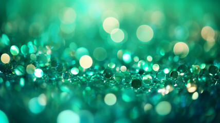 Green abstract glitter lights background blurred bokeh