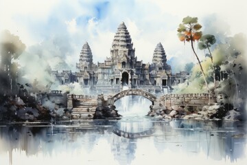 Obraz premium Exploring the historic temples of Angkor Wat, Cambodia.