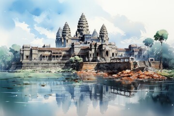 Exploring the historic temples of Angkor Wat, Cambodia. - obrazy, fototapety, plakaty