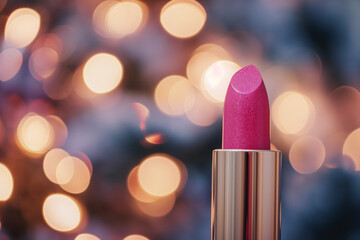 Pink lipstick on blur background - obrazy, fototapety, plakaty