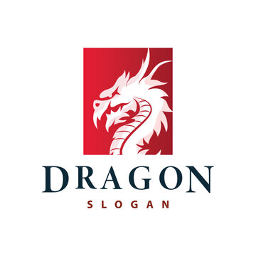 Dragon logo simple design animal legend dragon silhouette illustration template