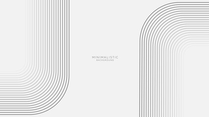 White background with black geometric curved lines. Modern minimalistic clean concept. Suit for poster, background, presentation, website.