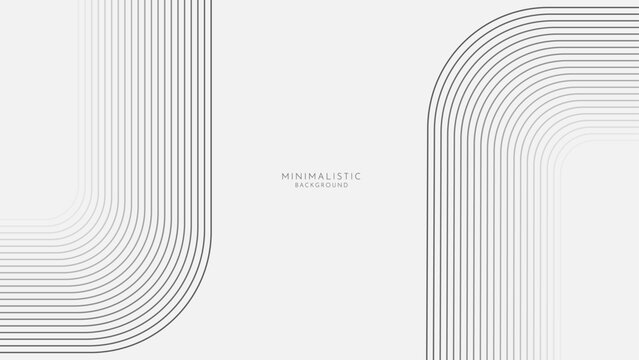 White background with black geometric curved lines. Modern minimalistic clean concept. Suit for poster, background, presentation, website.