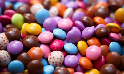 Fototapeta na wymiar Colorful candies background. Colorful chocolate candies background.