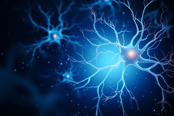 Naklejka premium A blue background with the words neuron