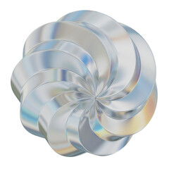 Abstract Silver Round Petals 3D Icon