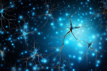 Fototapeta premium A blue background with the words neuron