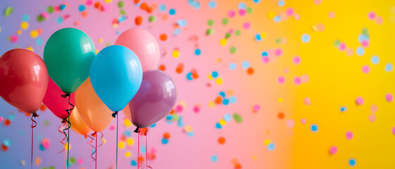 Group of Colorful Balloons Float in the Air