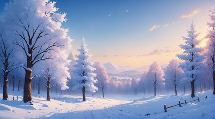 The view of the mountains is filled with snow and looks so beautiful. Winter background