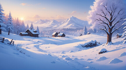 The view of the mountains is filled with snow and looks so beautiful. Winter background