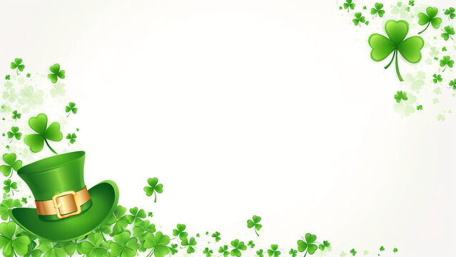 st patrick's day background with hat and shamrocks