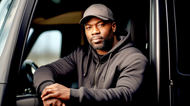 Portrait of a Truck Driver Looking at the Camera